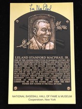 Lee MacPhail Signed Baseball Hall Of Fame Plaque JSA COA