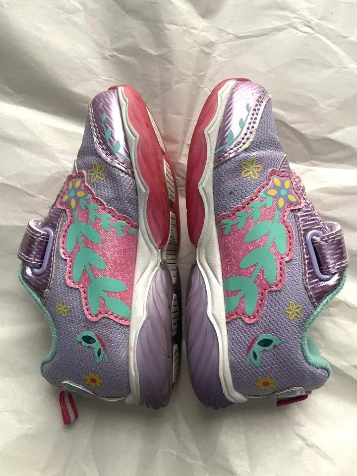 Disney Niñas Encanto Iluminado Zapatos Tenis Brillo Gancho y Lazo Púrpura Niños 9 Foto 4 de 4