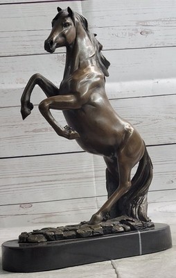 Enchanting Arabian Stallion Rearing Bronze Statue Equestrian Farm Decoration Art