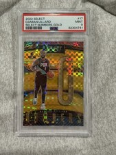 2022-23 Panini Select Damian Lillard Select Numbers Gold Prizm /10 #17 PSA 9