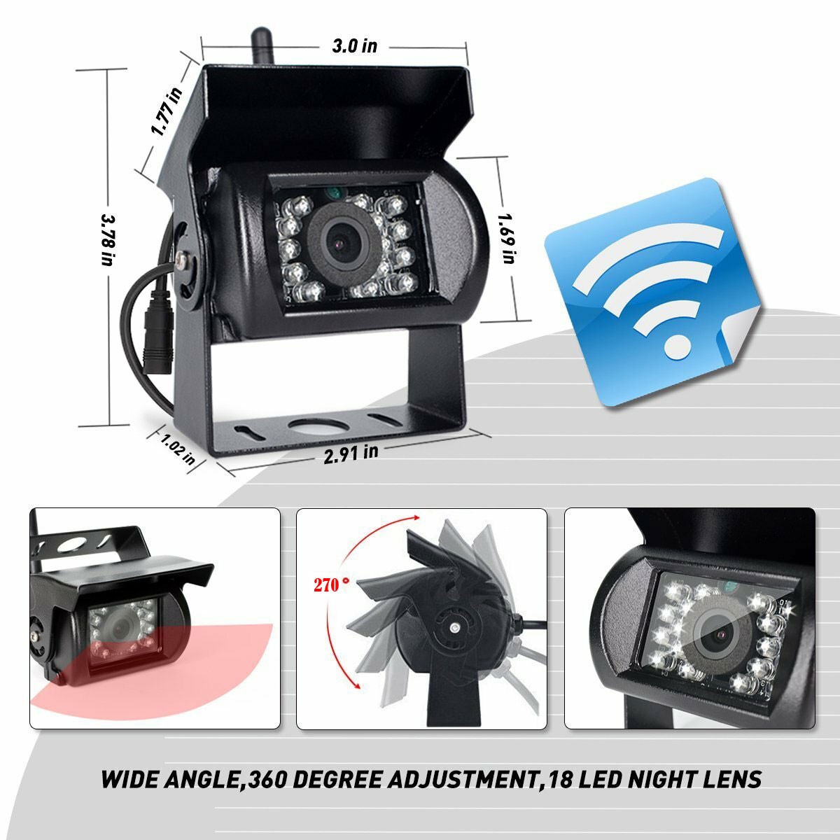 1080P HD Wireless IR Night Vision Car Rear View Backup Camera + 7" LCD Monitor