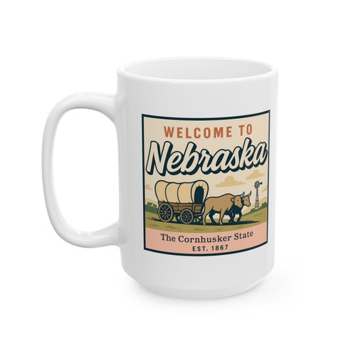 Bienvenido a Nebraska - Taza de cerámica estilo retro - Taza de café del estado del hogar regalo - Imagen 15 de 17