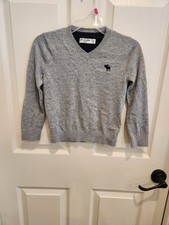 Abercrombie Kids Gray Stretch Long Sleeve V Neck Pullover Sweater Boys 5/6