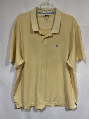 IZOD Advantage Performance 2XL Yellow S/S Polo Embroidered Logo Golf Casual Work