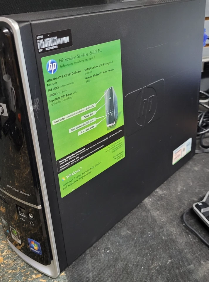 HP SlimLine S5310F Desktop AMD Athlon II X2 250 @3.00 GHz 2GB RAM No HDD - Image 4 of 4