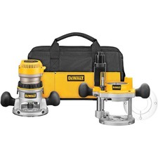 DEWALT ROUTER FIXED AND PLUNGE BASE KIT SOFT START 12-AMP 24,000 RPM - YELLOW
