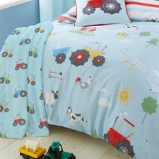 Image of Bedlam Farmyard Friends Print Fleece Throw, Blue, 120 x 150 Cm