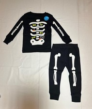 Carter's Boys 12 Months Halloween Black Skeleton Glow in the Dark PJ Set