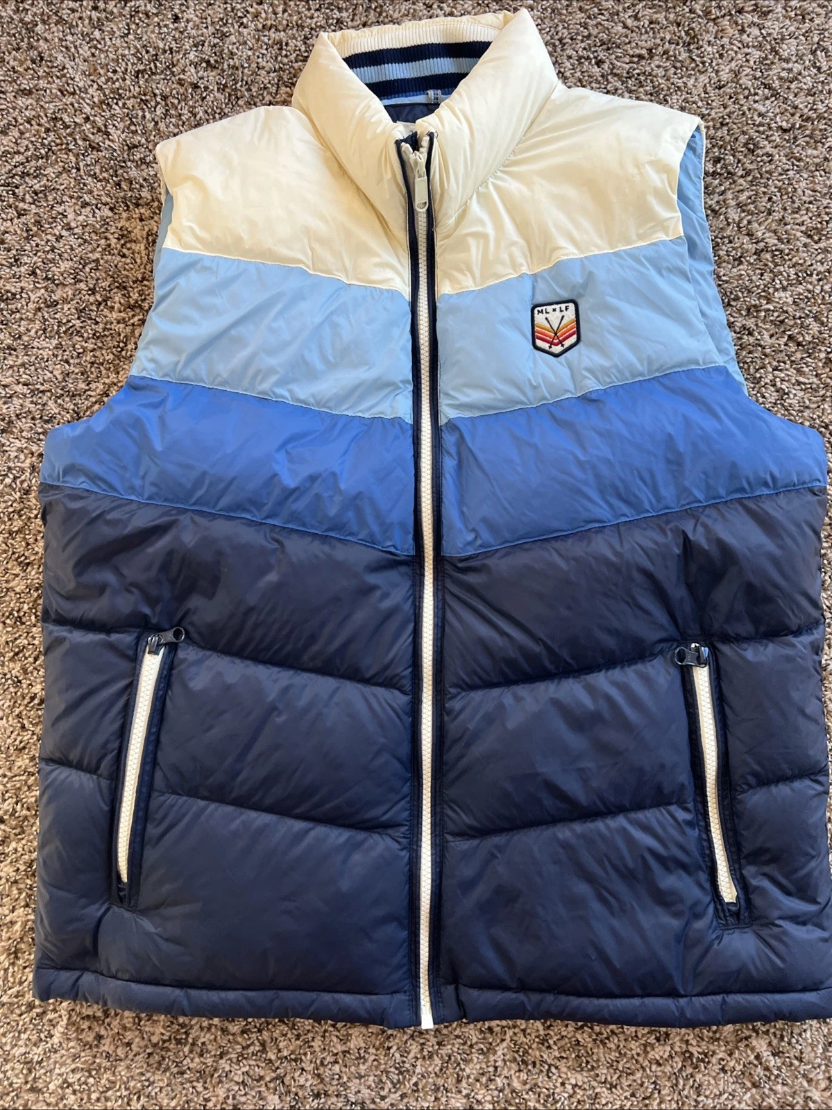 Marine Layer x Lost & Found Sz Medium Whistler Puffer Vest Blue Colorblock Down image 1