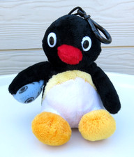 PINGU WITH FISH 2007 PYGOS GROUP CLIP KEYRING PLUSH BEANIE SMALL SOFT TOY RARE
