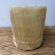 Frontgate Brand Heavy Marble Stone Wastebasket / Trash Can