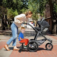 Universal Stroller Board w/ Seat, 360° Wheels, Black, Toddler Ride-On Platform