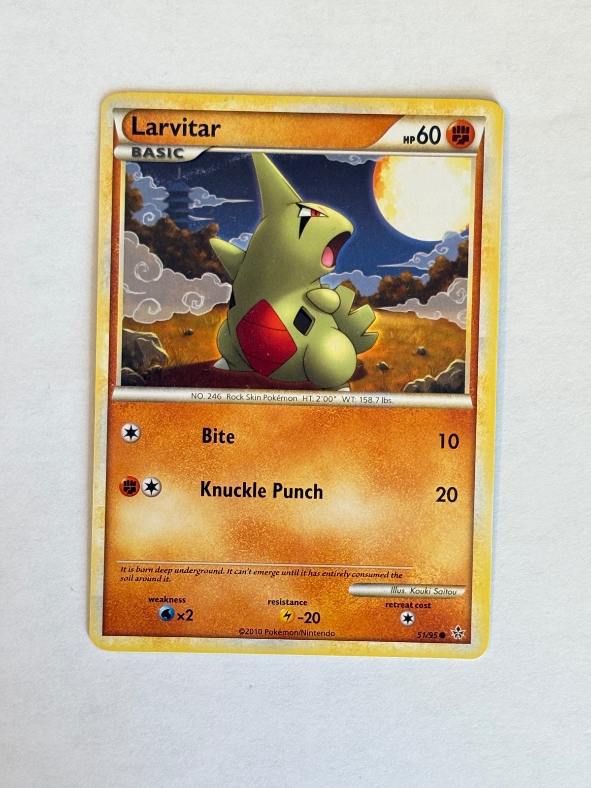 Larvitar 51/95 Common HGSS Unleashed Pokemon Moderately Played