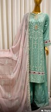 New 3pcs chiffon Pakistani, Indian formal full embroidered plazoo dress L46