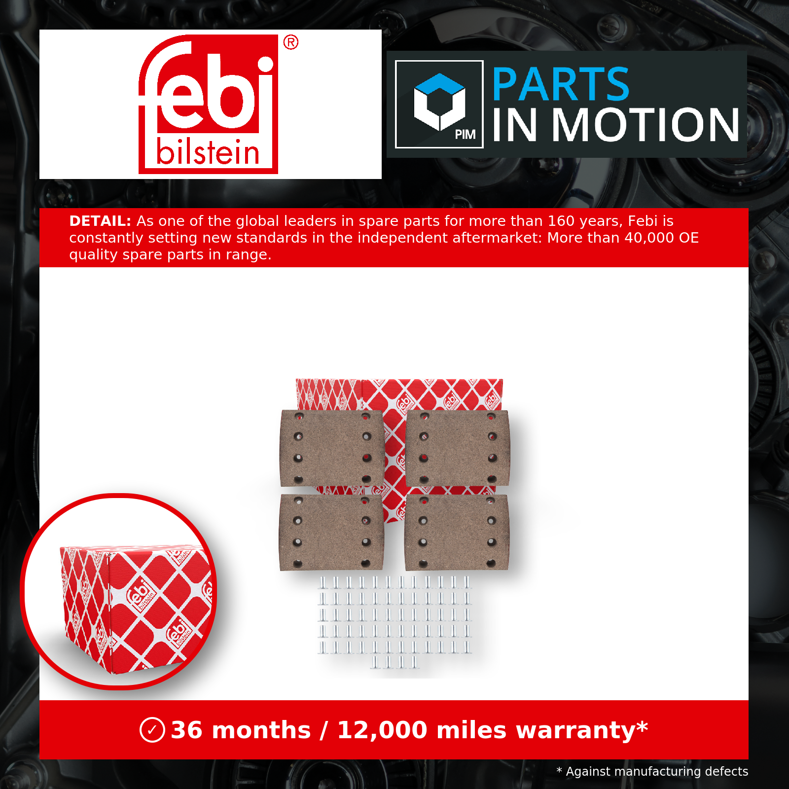Brake Lining, drum brake 181203 Febi 8241999686 0309214120 0309214270 0309214330