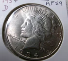 1934 D SILVER PEACE DOLLAR EXTREMELY NICE