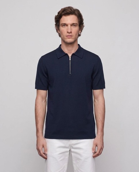 Sandro Poloshirt Marineblau Strick ReißVerschluss Kurzarm Gr. XS Herren SHPTR003-image