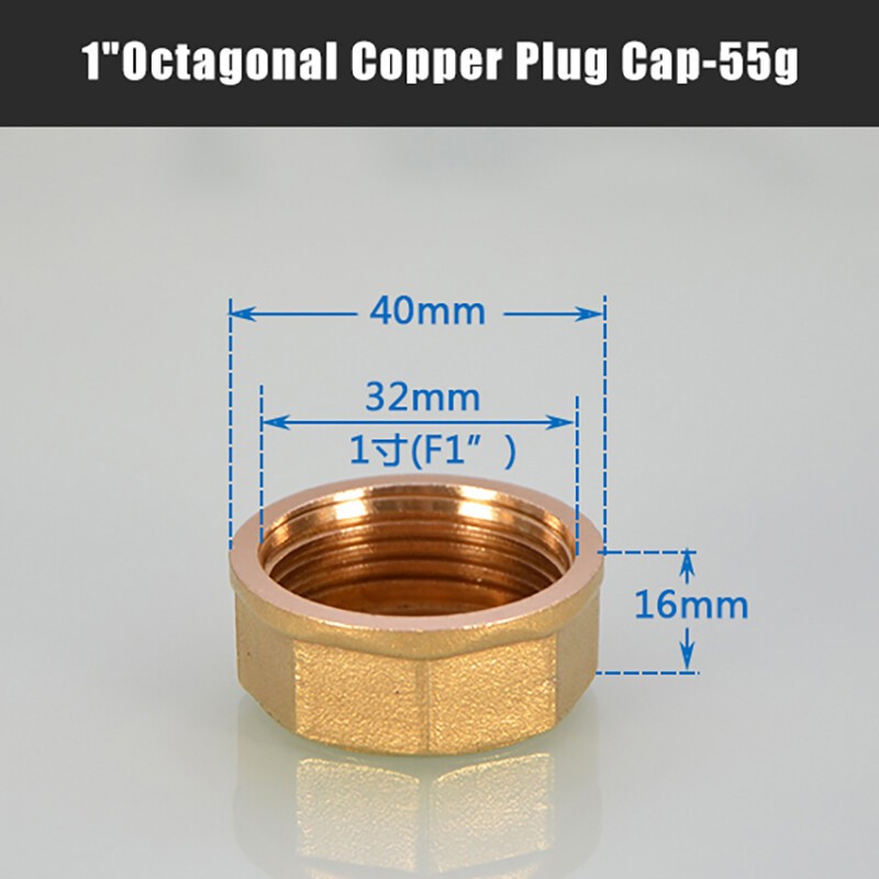 1/8"1/4"3/8"1/2"1" Full Copper Plug Cap Hexagonal/Octagonal Female Cap End Plug