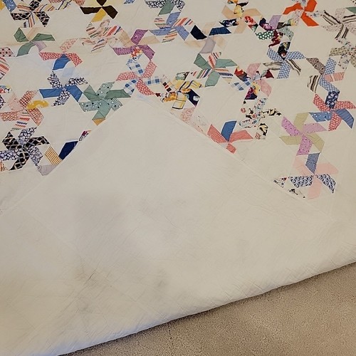 Vintage Antique Pinwheel SOFT Handmade Quilt Drunkard's Path Collectible 87 X 68 - Picture 15 of 18