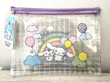 Sanrio Cinnamoroll Clear Mesh Pouch Kawaii Japan Pencil Case Cosmetic Bag Cute