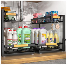 Under Sink Organizer, 2 Tier Under Sink Organizers and Storage, Adjustable He...