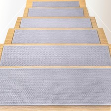 RIOLAND NON-SLIP STAIR TREADS WOODEN STEPS, 8" X 30" 15PACK , CARPET, GRAY