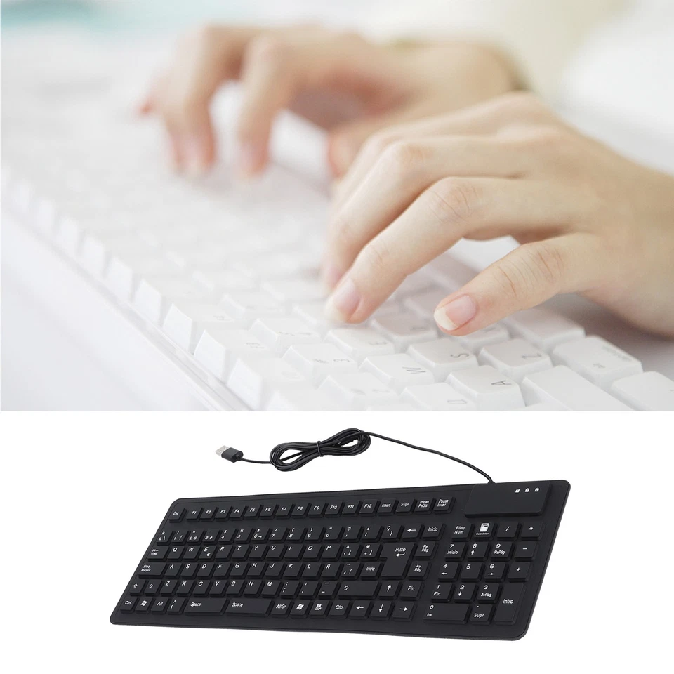 Keyboard 105 Key Spanish Usb Wired Foldable Quiet Waterproof Dustproof Si SPC - Image 2 of 4