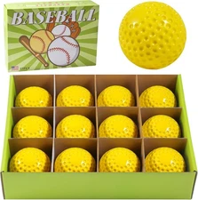 Yellow Dimpled Baseballs One Dozen Jugs Training Ball Pitching Machine 9 Inches