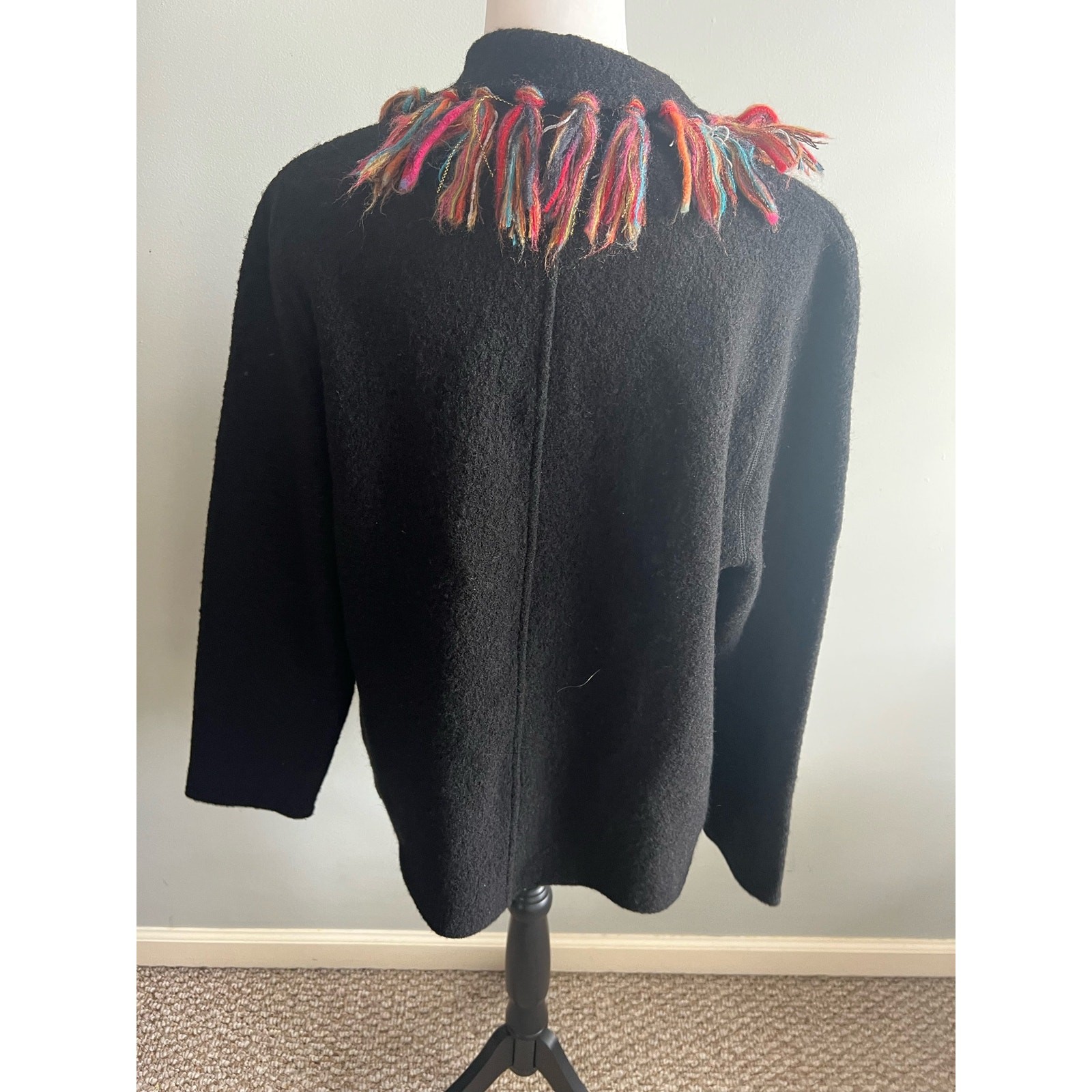 Ruby Rd Wool Jacket Black Open Front Multicolor F… - image 5