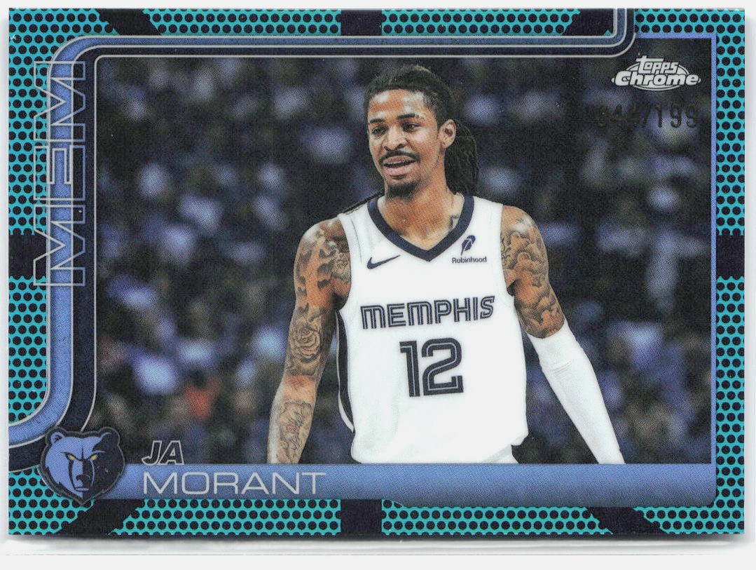 2025-26 Topps Chrome #158 Ja Morant Aqua Basketball Refractor #/199