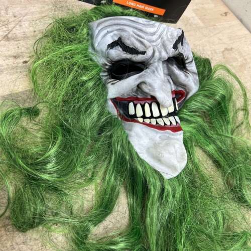 Maschera in lattice Halloween Joker maschera pagliaccio capelli verdi taglia adulto capelli verdi spaventosi - Foto 4 di 7