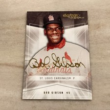 2005 BOB GIBSON SKYBOX AUTOGRAPHICS #67 GOLD SP FACIMILIE #D/150 CARD