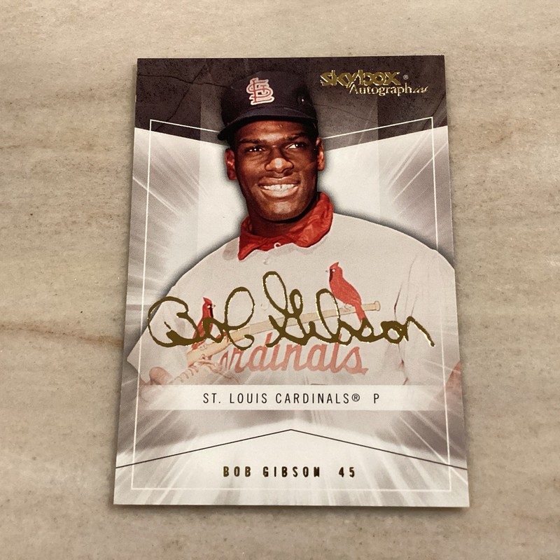 2005 BOB GIBSON SKYBOX AUTOGRAPHICS #67 GOLD SP FACIMILIE #D/150 CARD