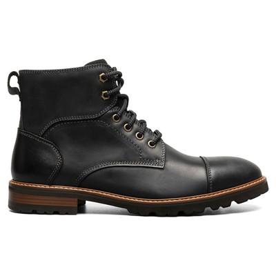 Florsheim Renegade Cap Toe Black Crazy Horse Lace Up Boots (10,M)