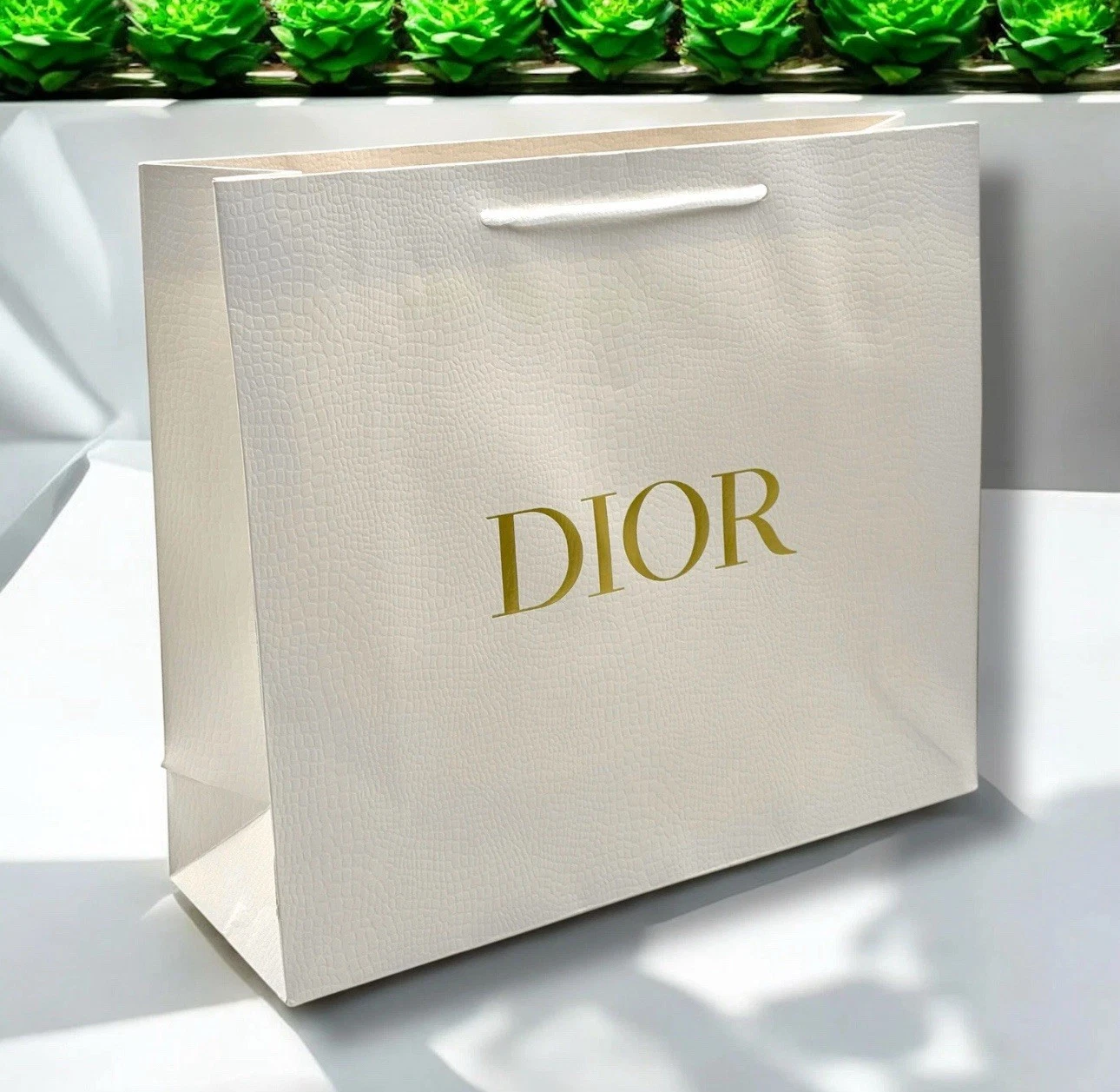 Sac cadeau shopping Christian Dior CD luxe blanc Med 12,75” x 11” x 4” neuf