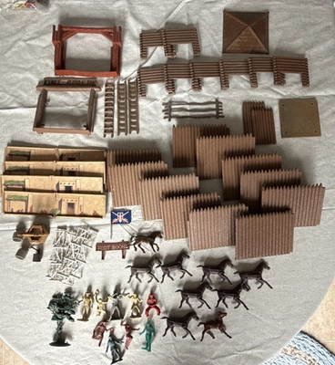 #ad Vintage Marx Playset Mixed Accessories Lot Western Fort Apache Lot Giant Lot $105.00