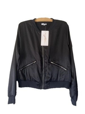 X By Gottex NWT Silky Bomber Jacket Black Size XL Active Topper Ret: $96