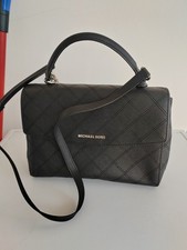 Michael Kors Ava Handbag Medium Saffiano Leather Convertible Satchel Bag Black