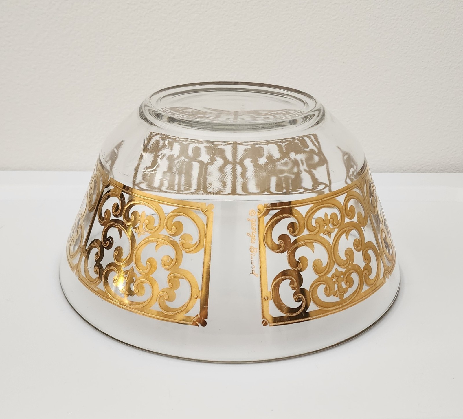 1960s Georges Briard Glass Guild 22K Gold Scroll MCM 10” Serving Bowl Vintage