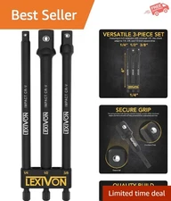 Impact Grade 3-Piece Socket Adapter Set | 6" Extension bits, Chrome Vanadium