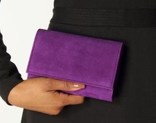 LK Bennett Danni small suede purple clutch bag Mulberry shoulder strap