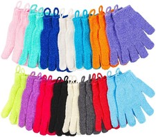 30 Pcs Exfoliating Gloves for Shower, 15 1 Count Pack of 30 , 15 Colors