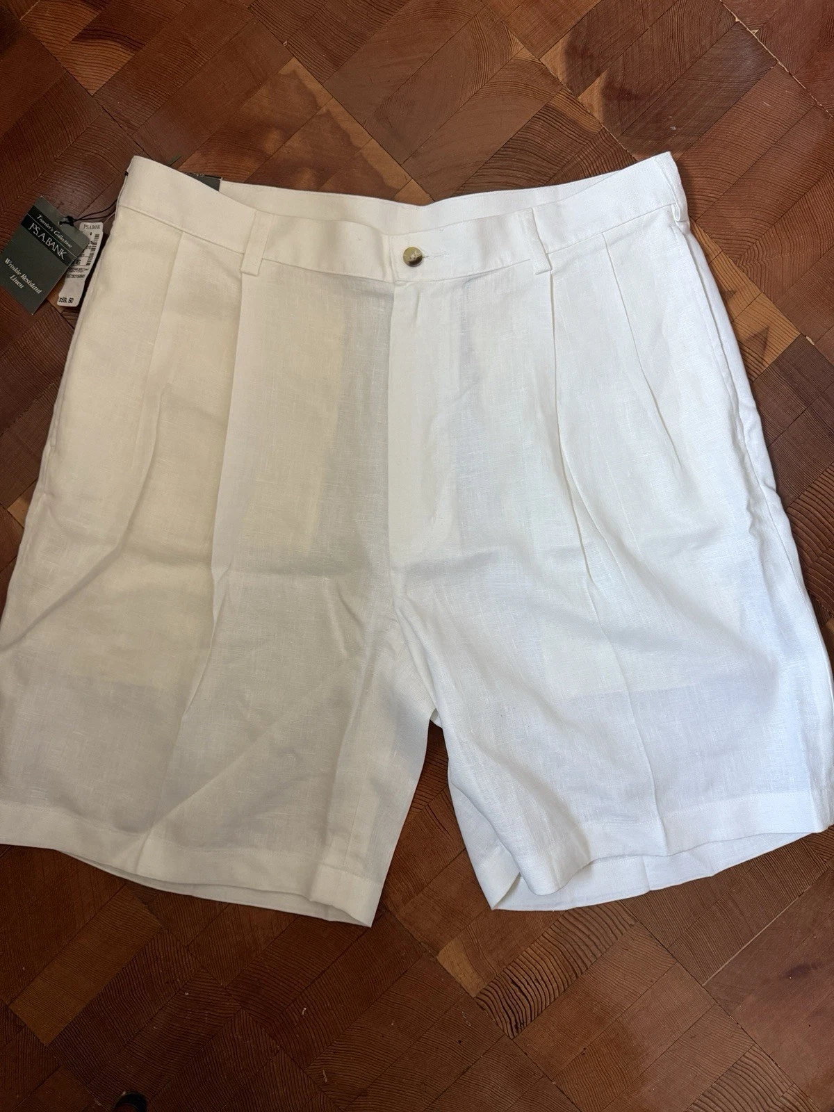 Jos A Bank Men’s NWT 36 Reg Crisp White 100% Linen Shorts 9" Inseam