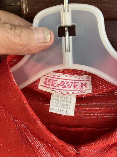 Vintage Heaven Bluse rot groß 100% Baumwolle mit Lurexfäden in Bluse Langarm - Bild 3 von 11