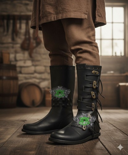 Leder Mittelalter Stil Stiefel Handarbeit Renaissance Jahrmarkt & LARP Schuhe - Bild 4 von 11