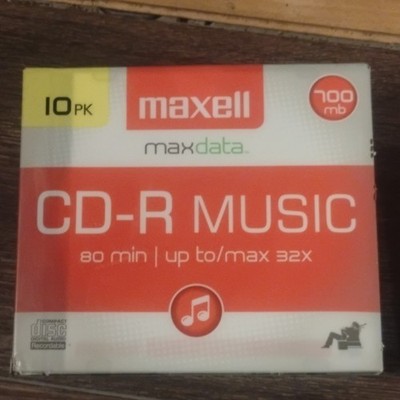 Maxell MaxData CD-R Music 700MB 32x Recordable Discs 10 Pack Blank Media