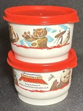 Tupperware Kung Fu Panda Snack Cups Set Of 2-4oz. Kids Containers #1229 NOS