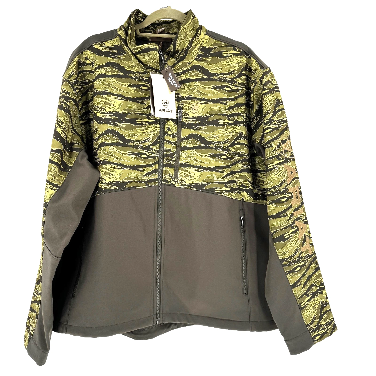 NEW Ariat Mens Camo Logo Concealed Carry Softshell Jacket Medium Western Landman