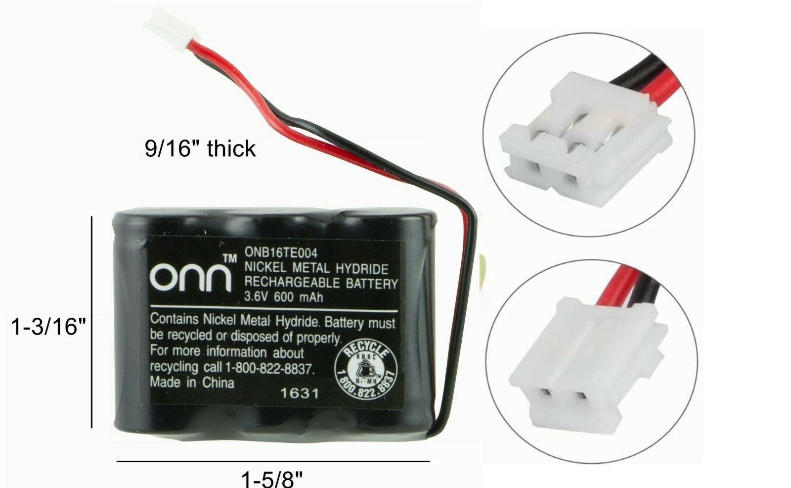 (1) Onn Cordless Phone Battery 3.6V 600mAh for ATT GE SONY Uniden