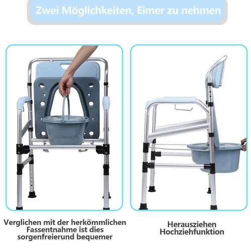 Toilettenstuhl ABS Toilettenhilfe Nachtstuhl Rückenlehne inkl. Eimer Notdurft - Bild 7 von 11